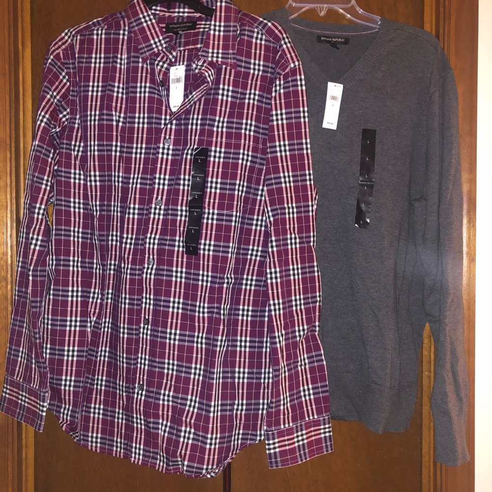 NWT. Banana Republic Set Of 2 Flannel & Sweater